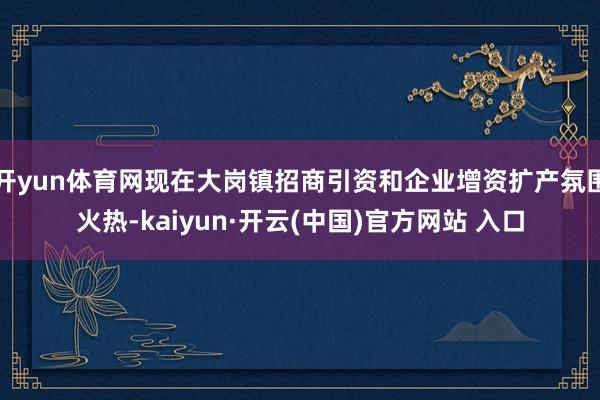 开yun体育网现在大岗镇招商引资和企业增资扩产氛围火热-kaiyun·开云(中国)官方网站 入口