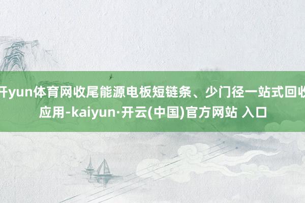 开yun体育网收尾能源电板短链条、少门径一站式回收应用-kaiyun·开云(中国)官方网站 入口